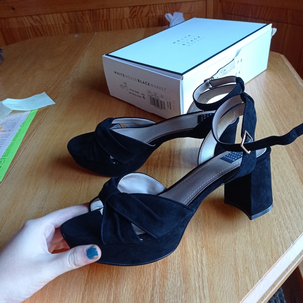 Brand new black suede high heels